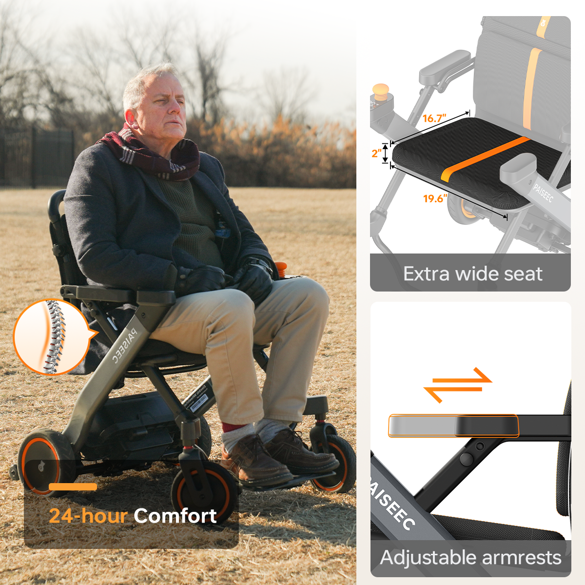 Paiseec 2-in-1 Electric Wheelchair W1